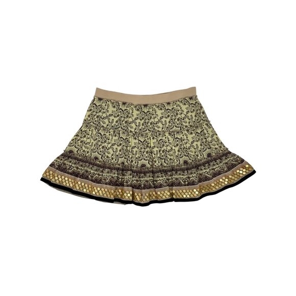 Vtg Y2K Free People Boho Paisley Sequin Tiered Mini Skirt • Skater Grunge Fairy - Picture 15 of 16